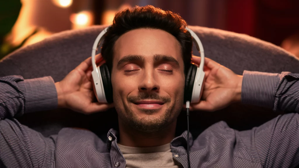 A man listening Spotify playlist