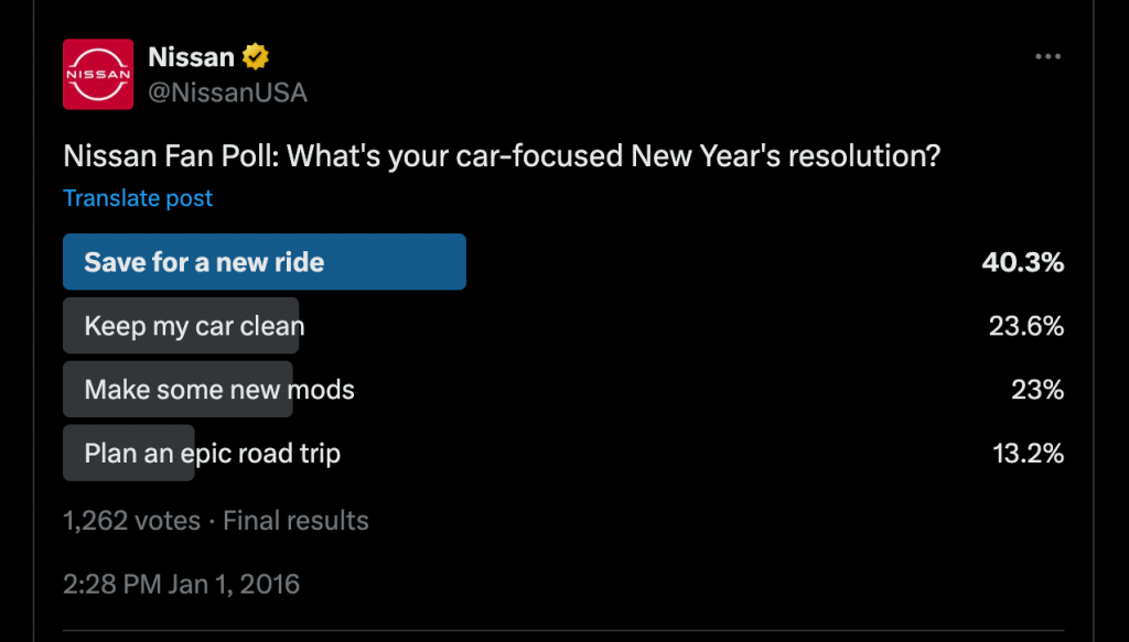 NissanUSA Twitter Poll Screenshot